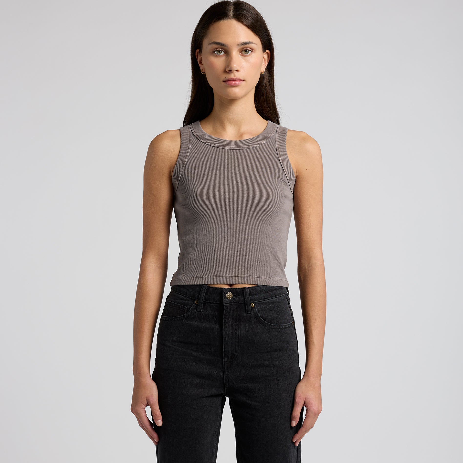 Women's Faded Organic Rib Crop Tank | Arena Custom Blanks