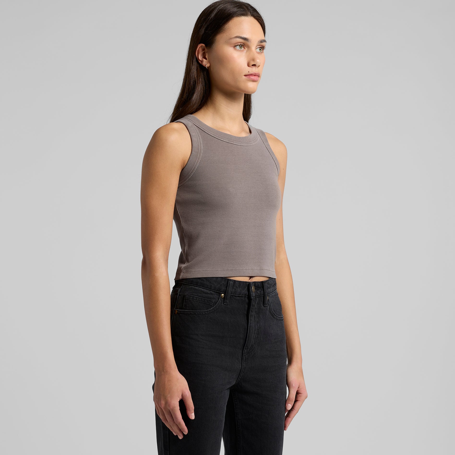 Women's Faded Organic Rib Crop Tank | Arena Custom Blanks