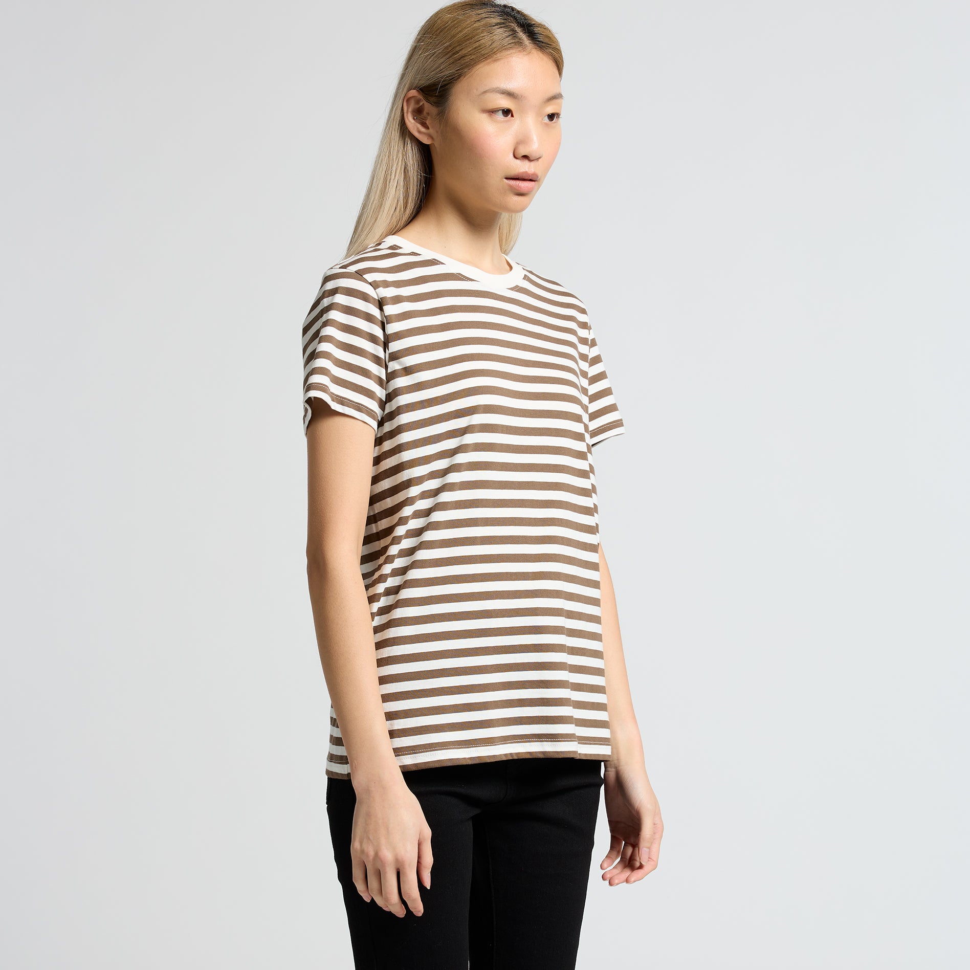 Women's Maple Stripe Tee Shirt | Arena Custom Blanks