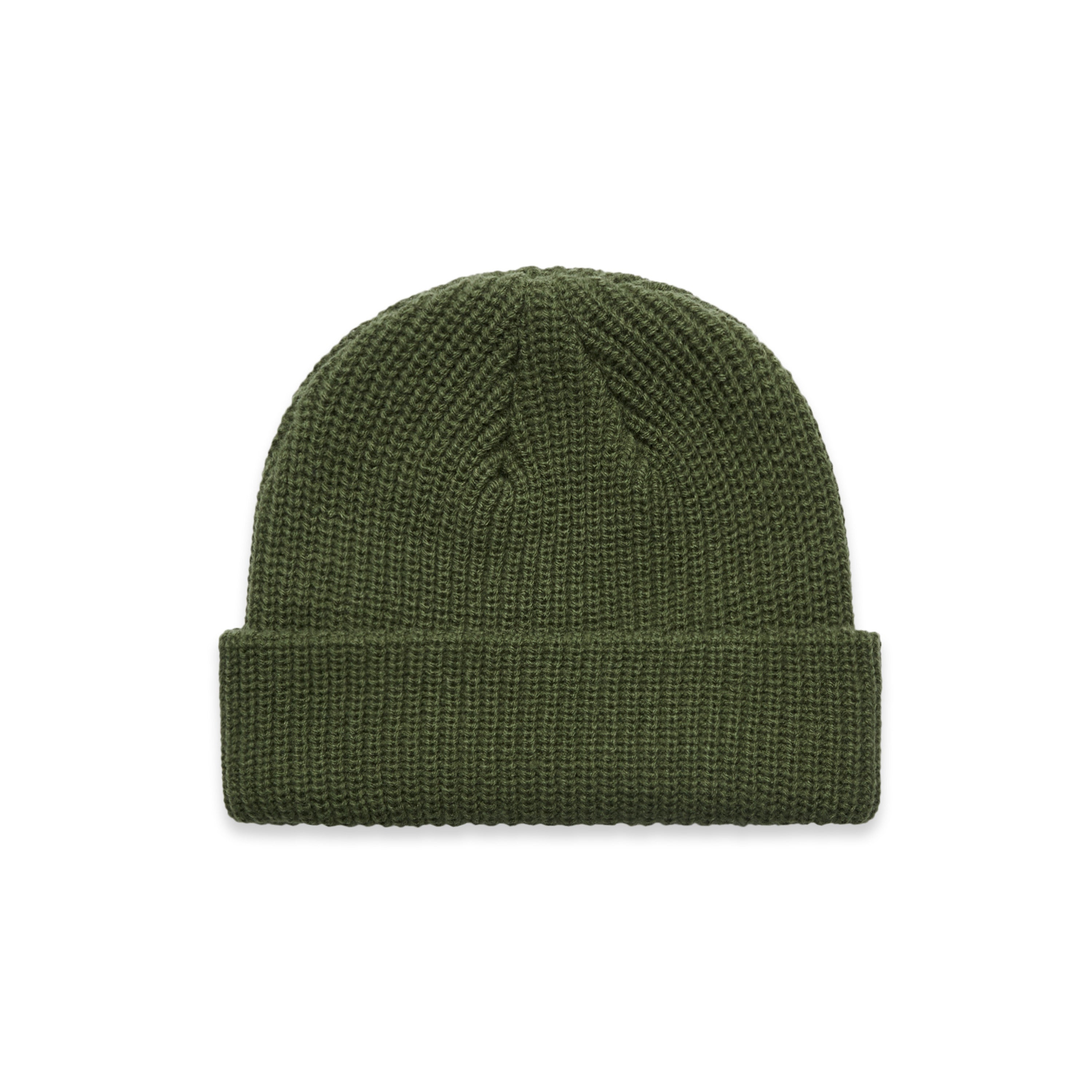 Cable Beanie | Arena Custom Blanks - Arena Prints - Front - Army - Green