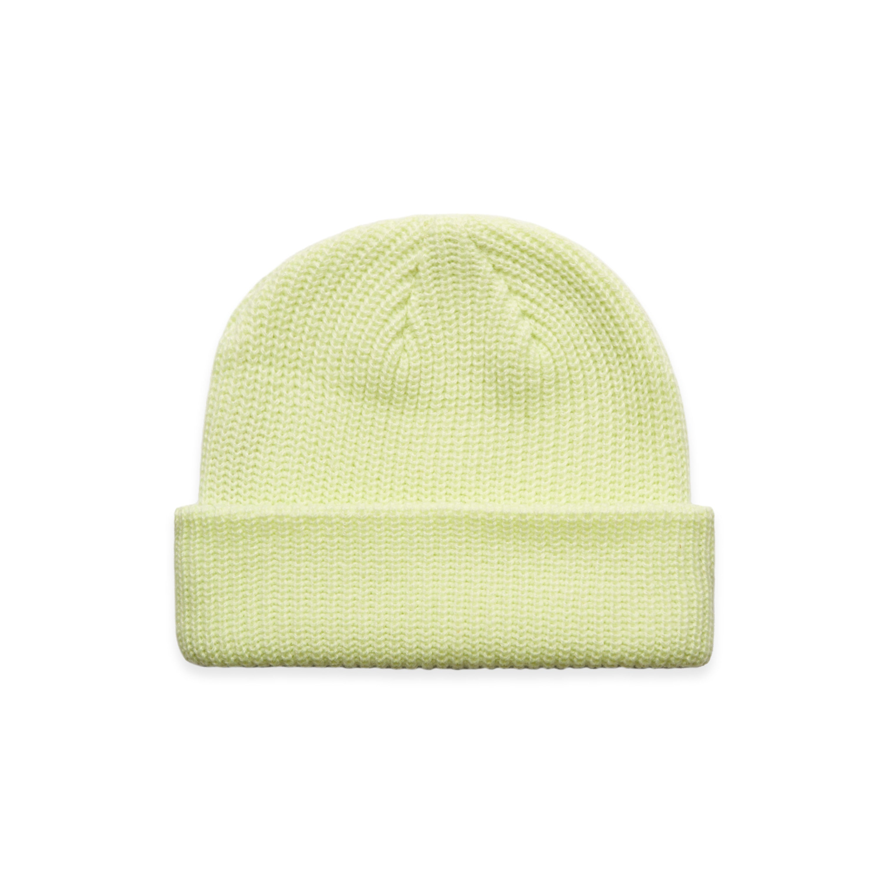 Cable Beanie | Arena Custom Blanks - Arena Prints - Front - Lime - Yellow