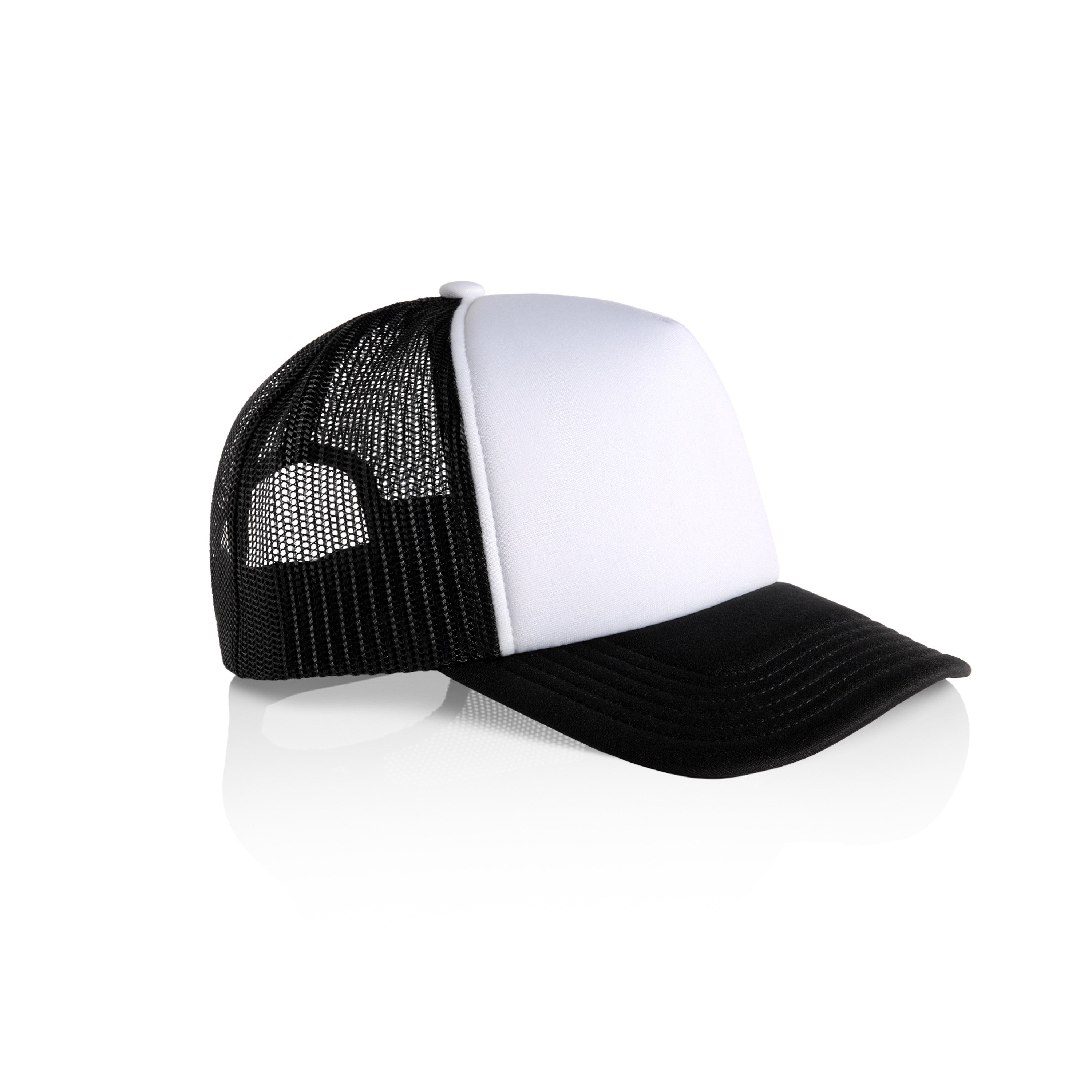 Frame Foam 2-Tone Trucker | Arena Custom Blanks - Arena Prints - Angle - White - Black - White