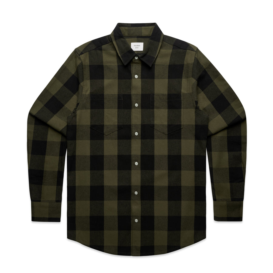 Men's Check Shirt | Arena Custom Blanks - Arena Prints - Front - Army - Green