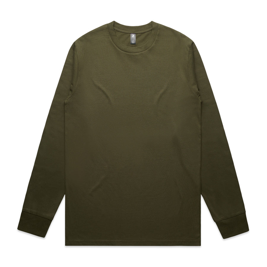 Men's Classic Long Sleeve Tee | Arena Custom Blanks - Arena Prints - Front - Army- Green
