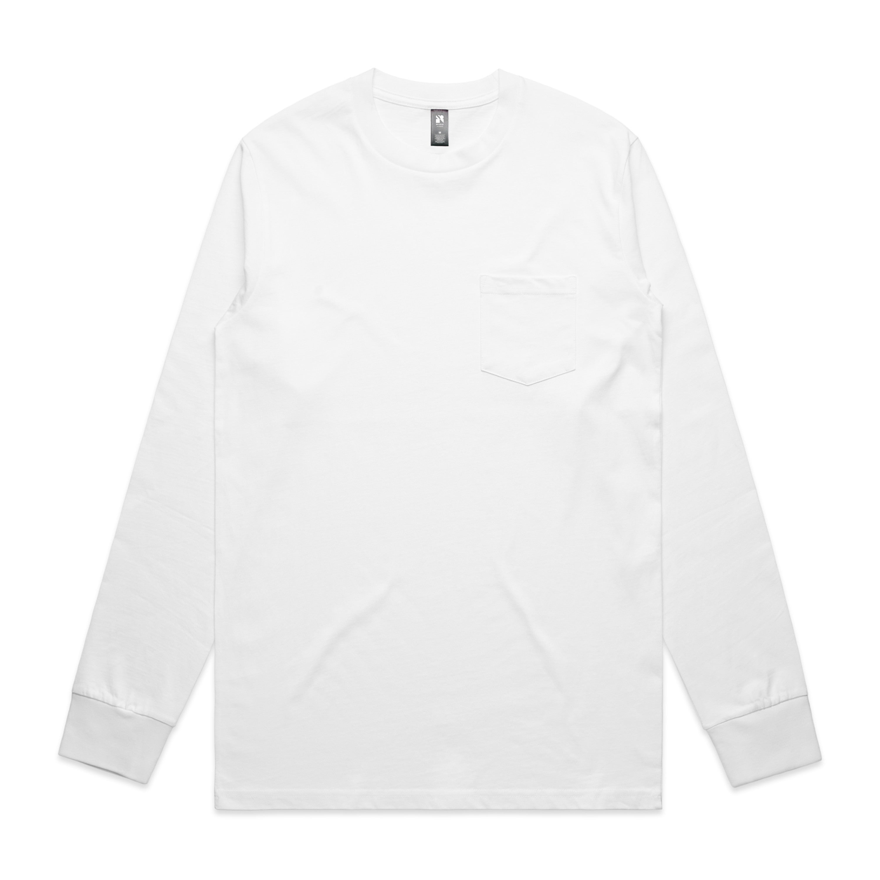 Men's Classic Pocket Long-Sleeve Tee | Arena Custom Blanks - Arena Prints - Front - White