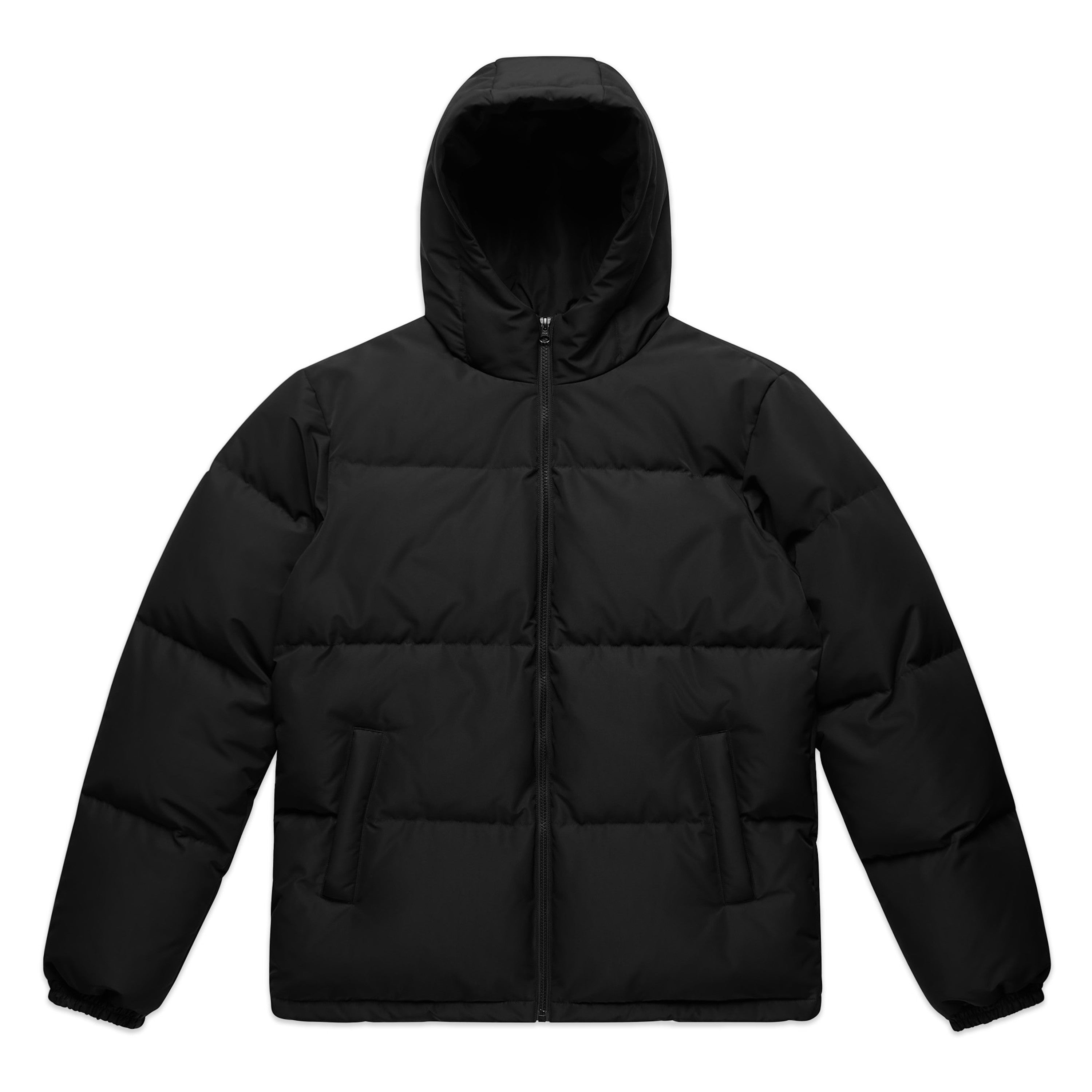 Men's Hooded Puffer Jacket | Arena Custom Blanks - Arena Prints - Front - Black