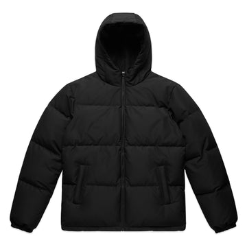 Men's Hooded Puffer Jacket | Arena Custom Blanks - Arena Prints - Front - Black
