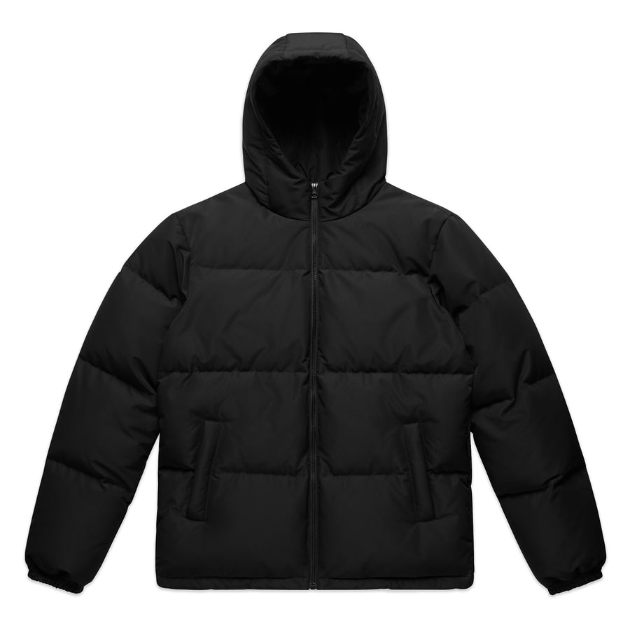 Men's Hooded Puffer Jacket | Arena Custom Blanks - Arena Prints - Front - Black