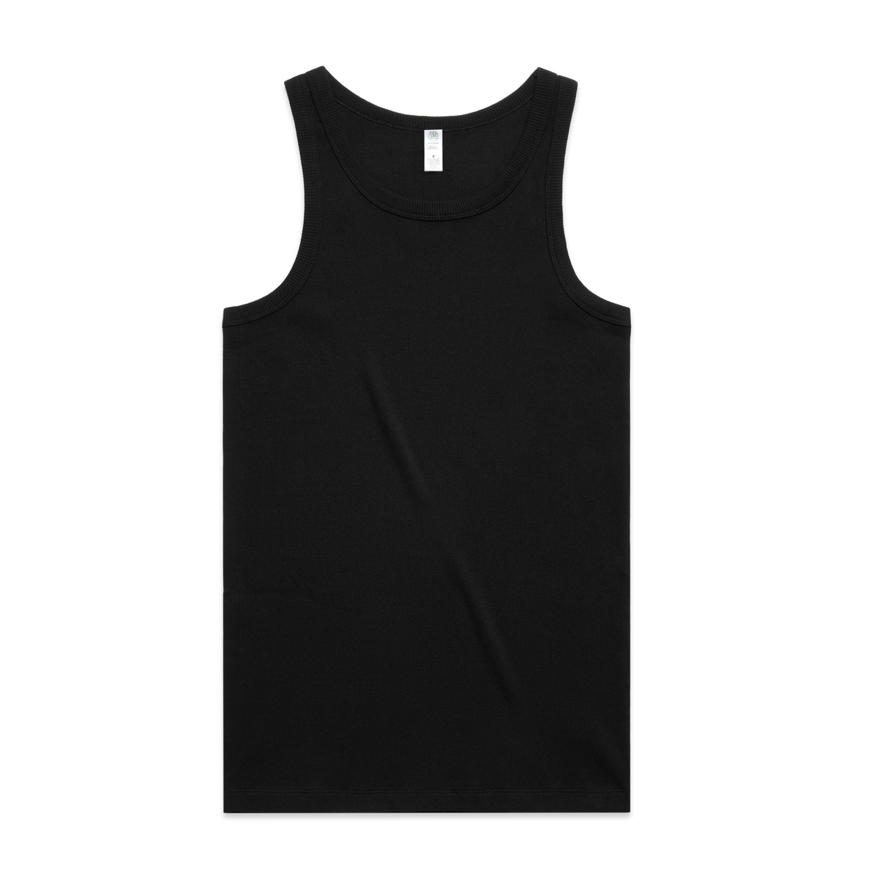 Men's Organic Rib Singlet |Arena Custom Blanks - Arena Prints - Front - Black