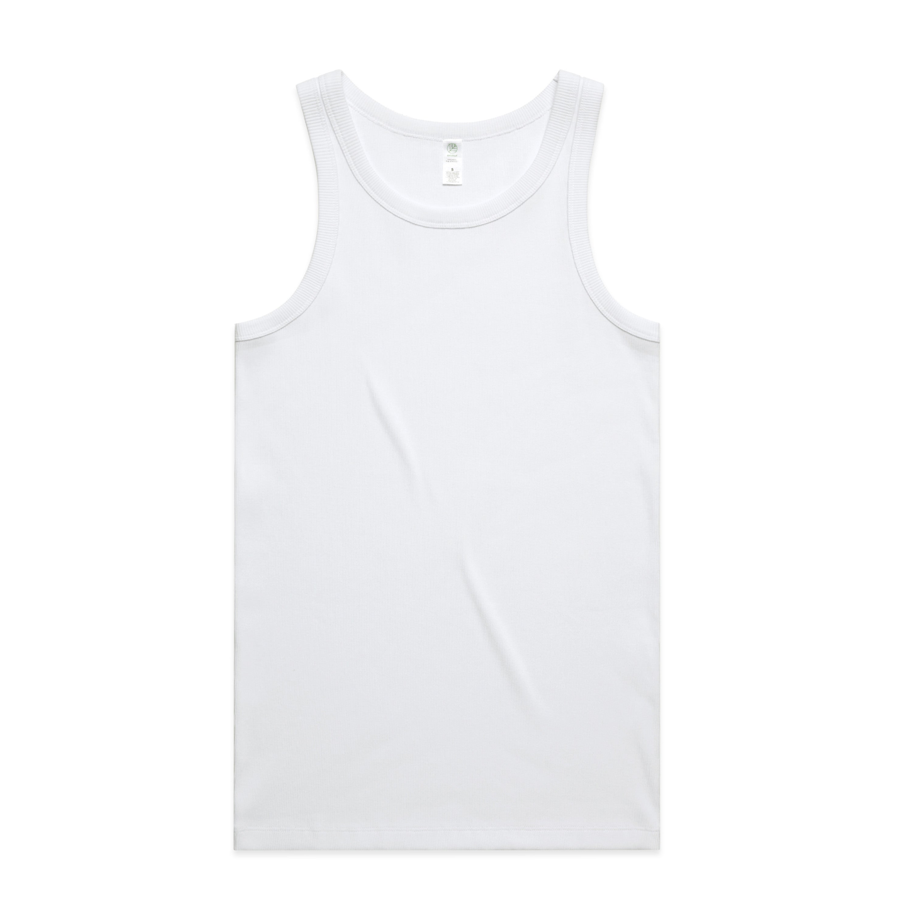 Men's Organic Rib Singlet |Arena Custom Blanks - Arena Prints - Front - White