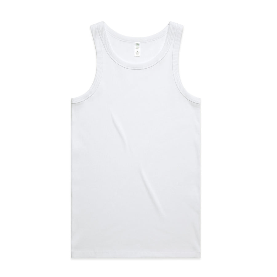 Men's Organic Rib Singlet |Arena Custom Blanks - Arena Prints - Front - White