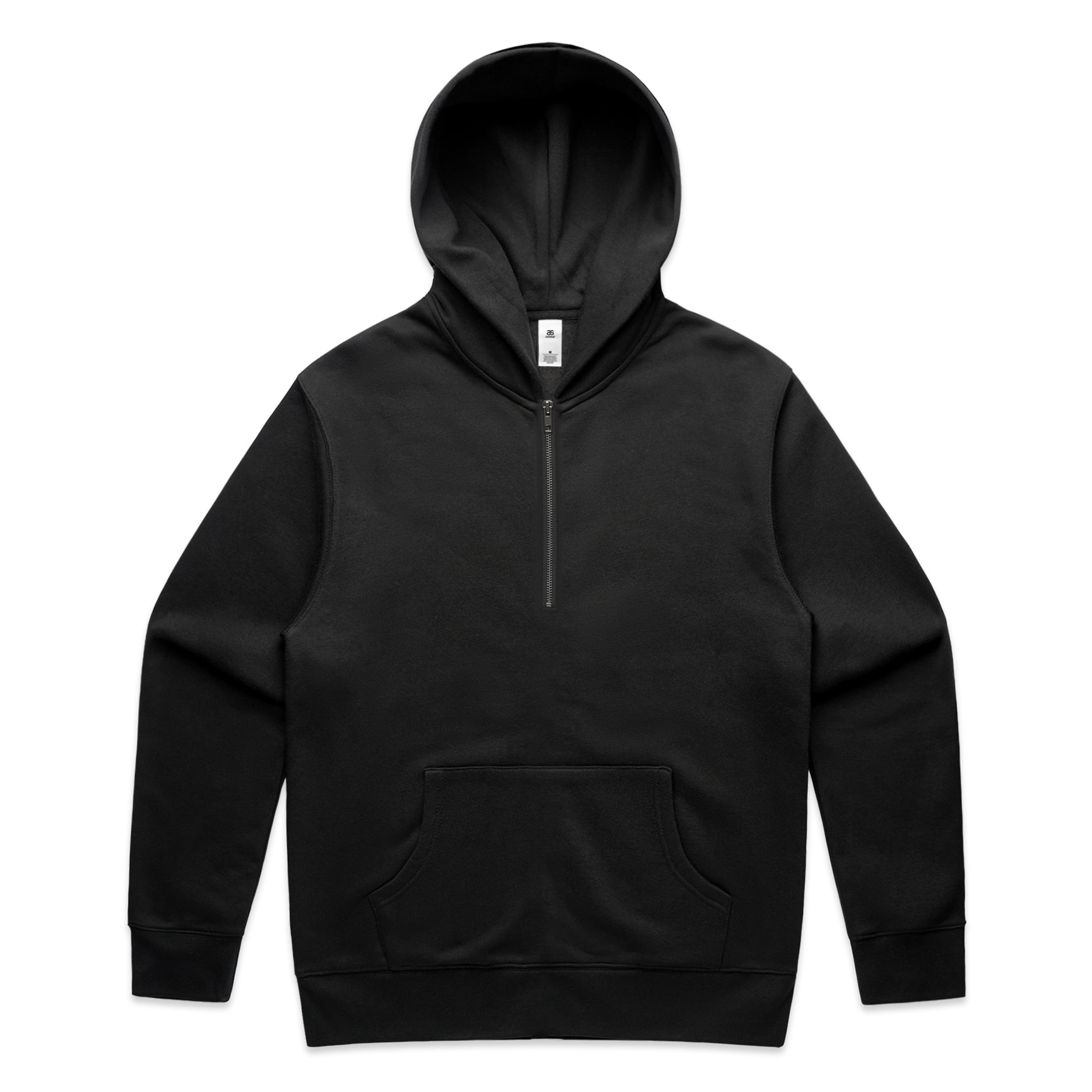 Men's Relaxed Half Zip Hoodie |Arena  Custom Blanks - Arena Prints - Front - Black