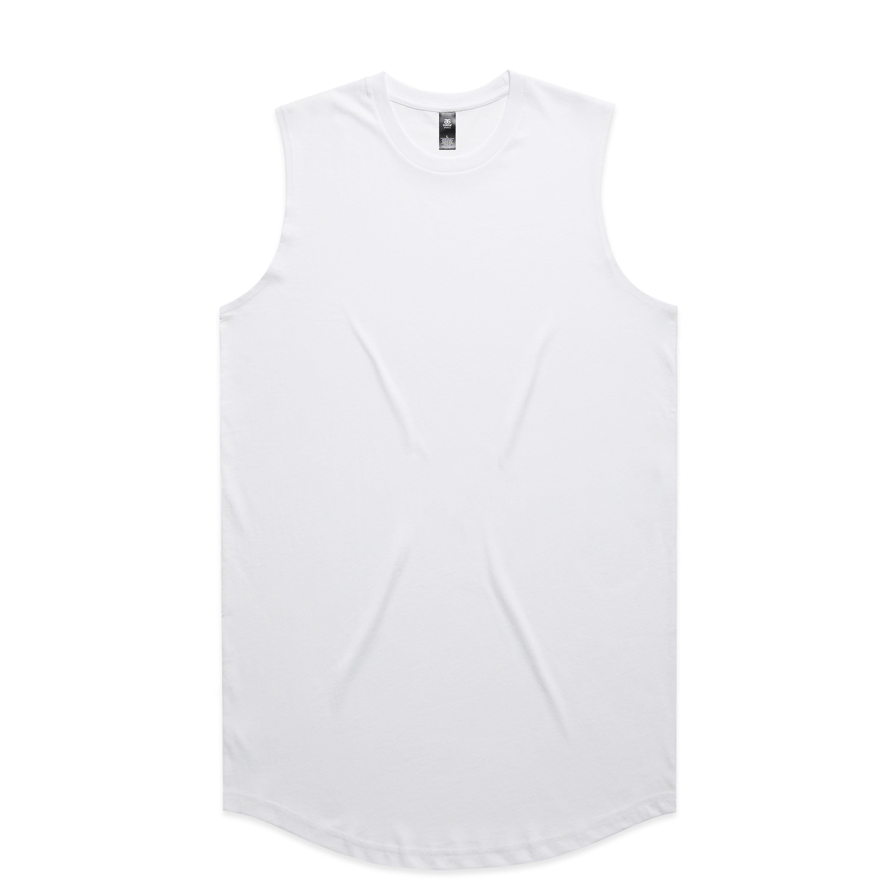 Men's Staple Curve Tank |Arena Custom Blanks - Arena Prints - Front - White
