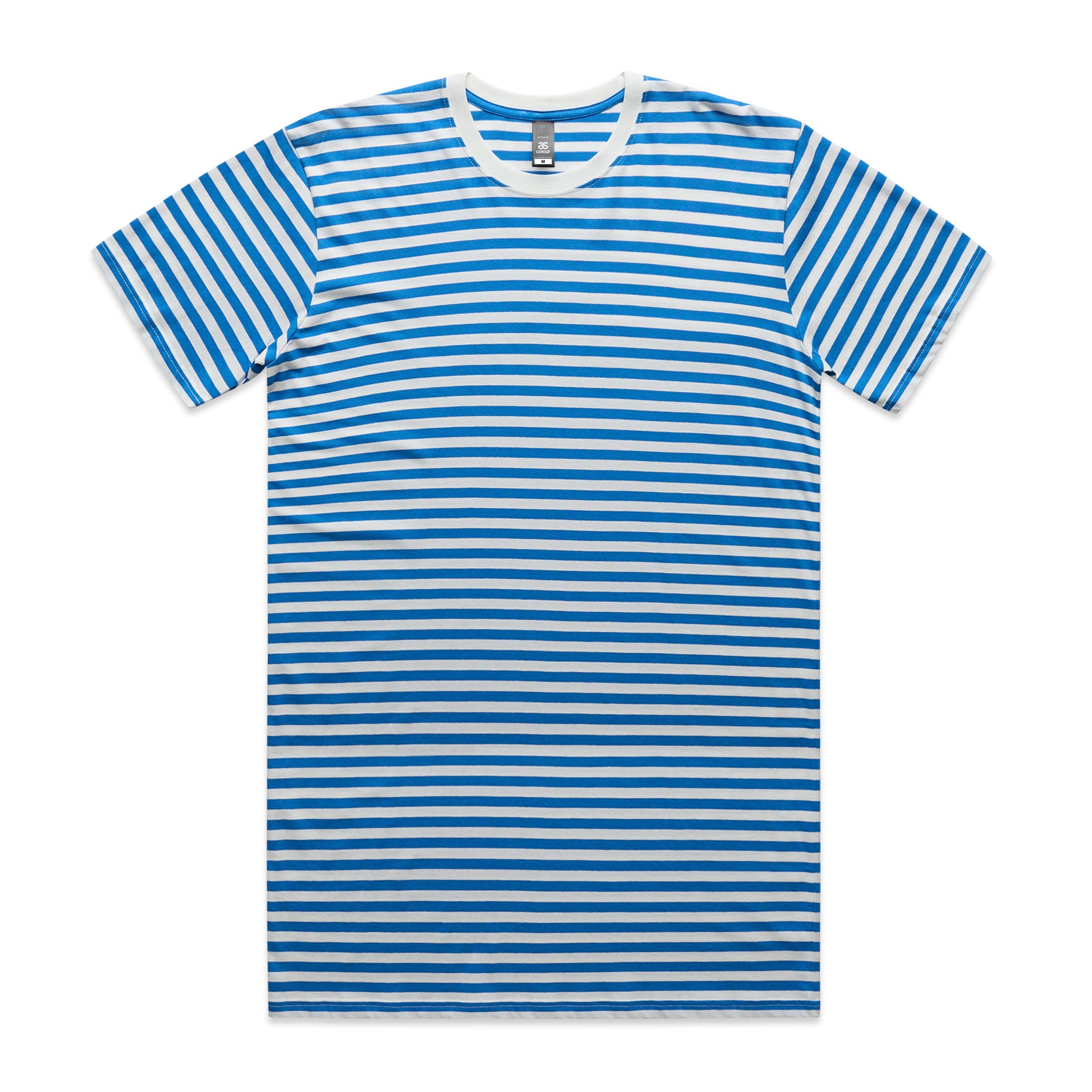 Men's Staple Stripe Tee Shirt | Arena Custom Blanks - Arena Prints - Front - Mid Blue - Natural - Blue - White