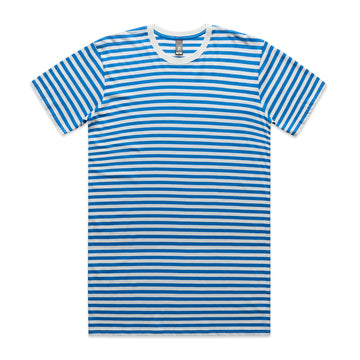 Men's Staple Stripe Tee Shirt | Arena Custom Blanks - Arena Prints - Front - Mid Blue - Natural - Blue - White