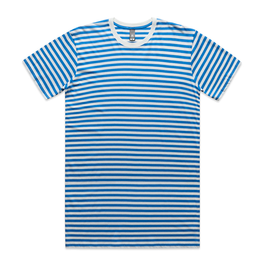 Men's Staple Stripe Tee Shirt | Arena Custom Blanks - Arena Prints - Front - Mid Blue - Natural - Blue - White