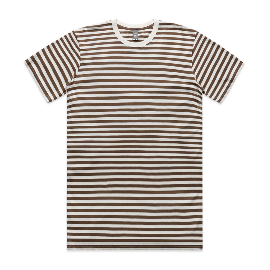 Men's Staple Stripe Tee Shirt | Arena Custom Blanks - Arena Prints - Front - Walnut - Brown - Natural - White