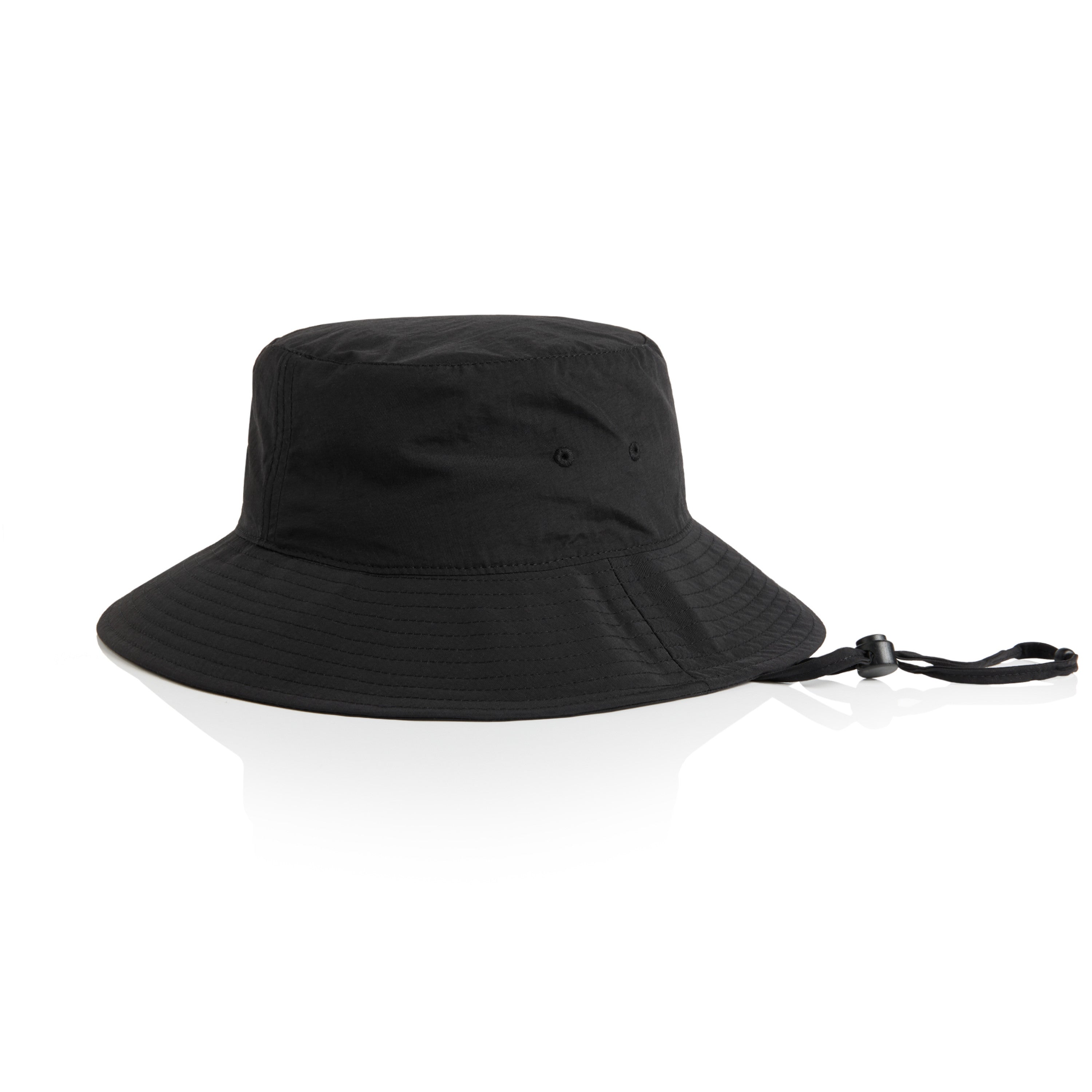 Nylon Wide Brim Bucket Hat | Arena Custom Blanks - Arena Prints - Front - Black
