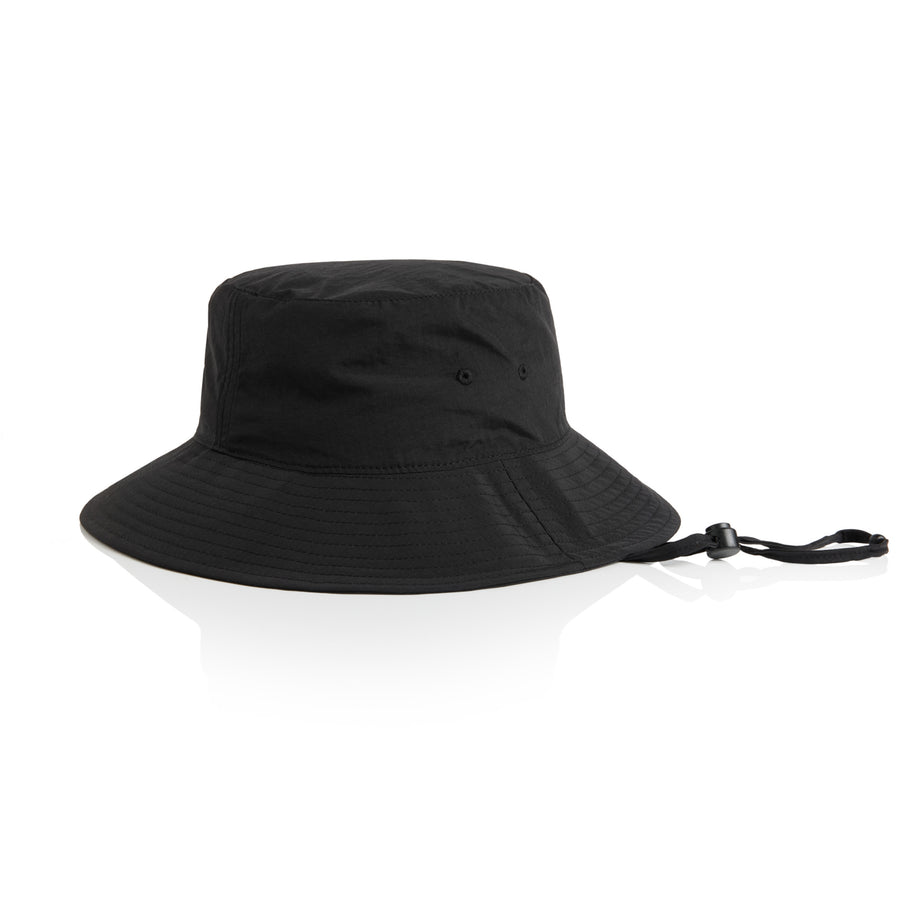 Nylon Wide Brim Bucket Hat | Arena Custom Blanks - Arena Prints - Front - Black