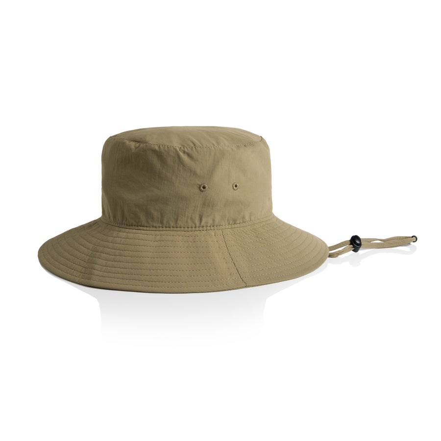 Nylon Wide Brim Bucket Hat | Arena Custom Blanks - Arena Prints - Front - Khaki - Tan