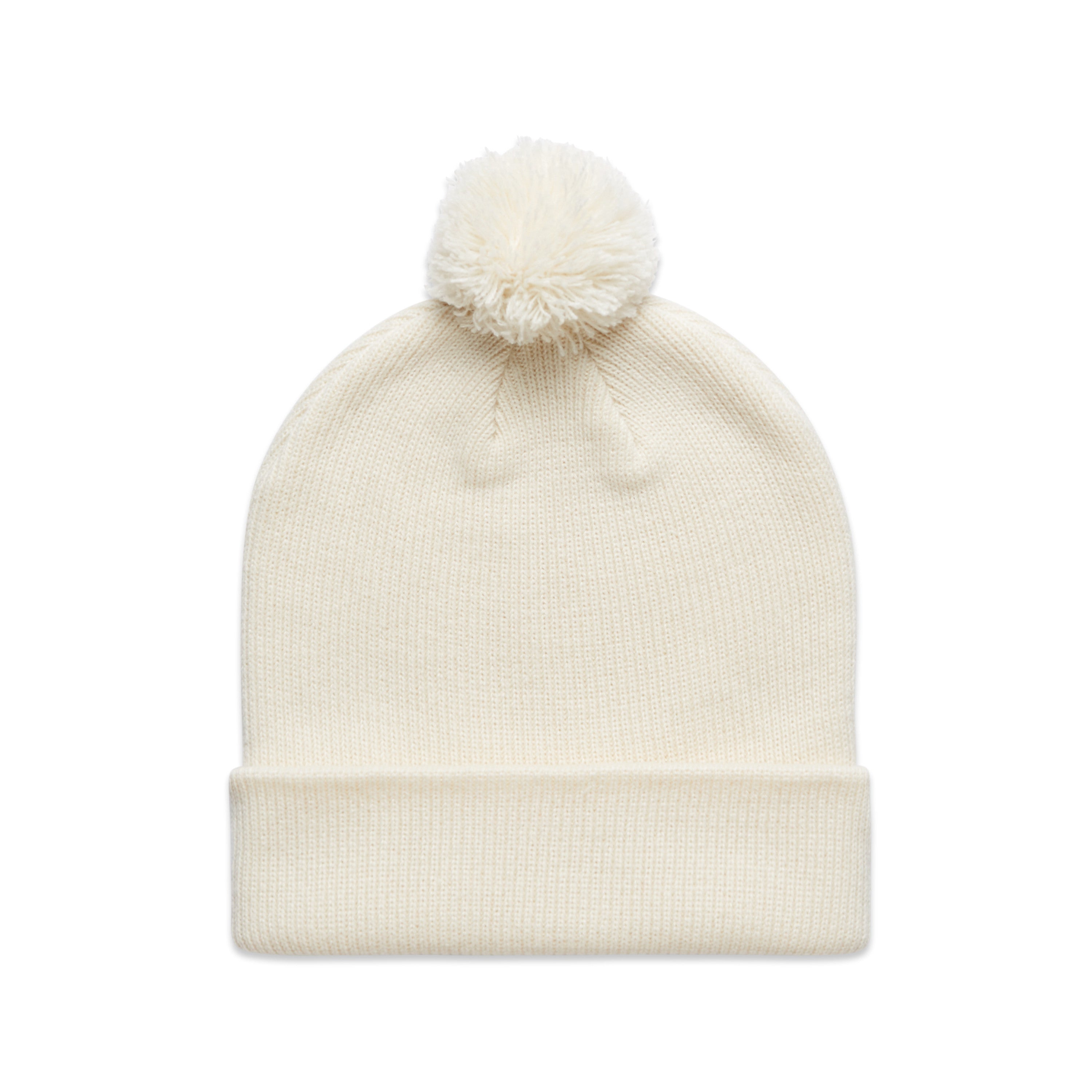 Pom Pom Beanie | Arena Custom Blanks - Arena Prints - Front - Ecru - Cream