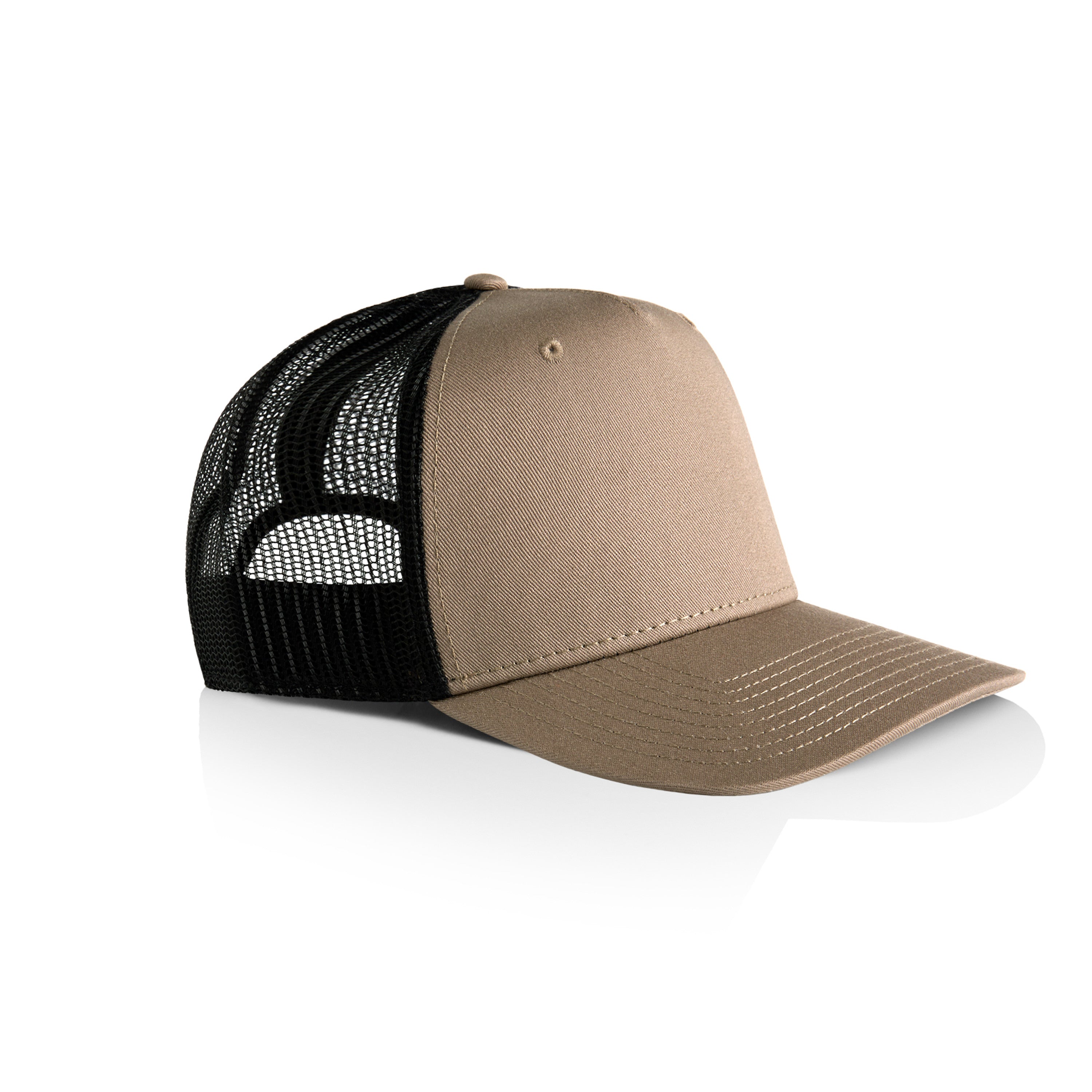 Stock Contrast Cap | Arena Custom Blanks - Arena Prints - Angle - Khaki - Black - Tan