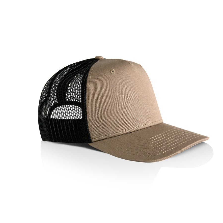 Stock Contrast Cap | Arena Custom Blanks - Arena Prints - Angle - Khaki - Black - Tan