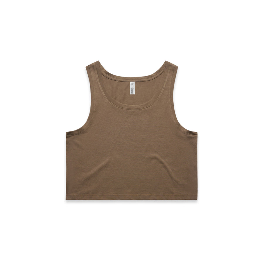 Women's Crop Singlet | Arena Custom Blanks - Arena Prints - Front - Musk - Brown 