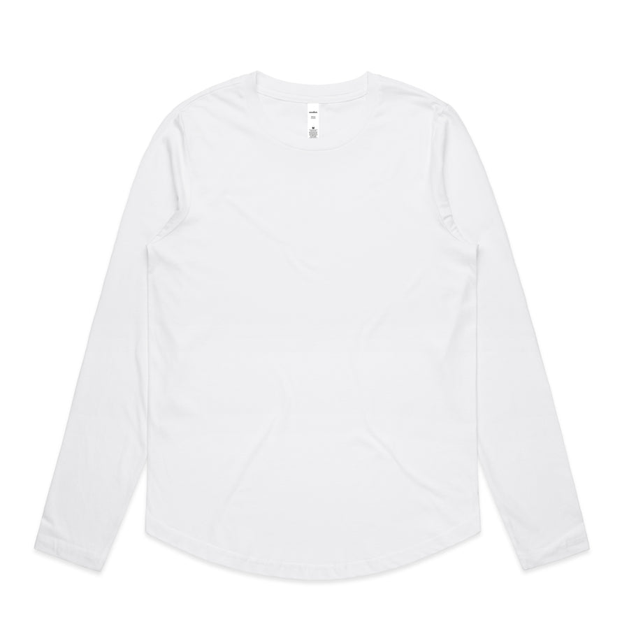 Women's Maple Curve Long Sleeve Tee | Arena Custom Blanks - Arena Prints - Front - White