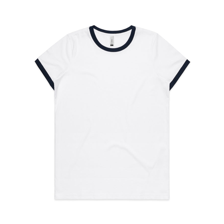 Women's Maple Ringer Tee | Arena Custom Blanks - Arena Prints - Front - Navy