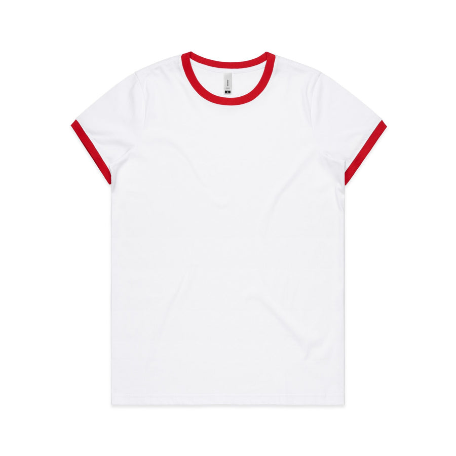 Women's Maple Ringer Tee | Arena Custom Blanks - Arena Prints - Front - Red