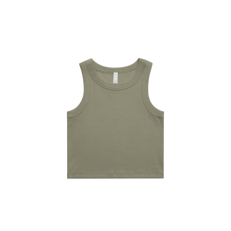Women's Organic Rib Crop Tank | Arena Custom Blanks - Arena Prints - Front - Eucalyptus - Green