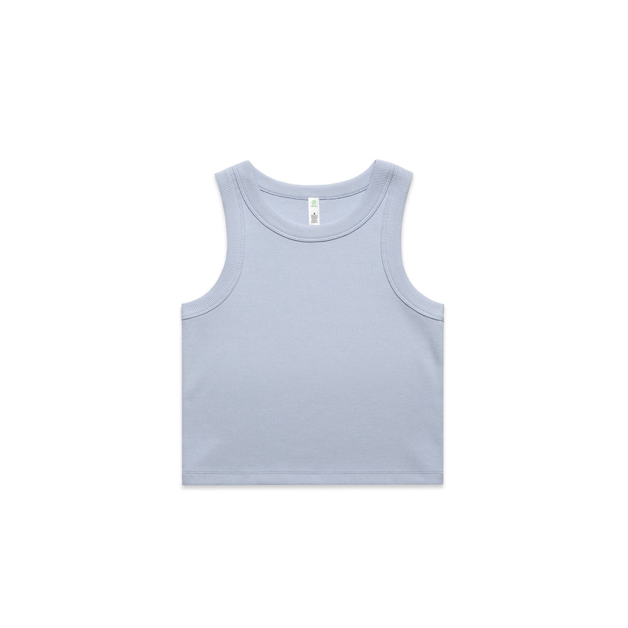 Women's Organic Rib Crop Tank | Arena Custom Blanks - Arena Prints - Front - Powder - Blue