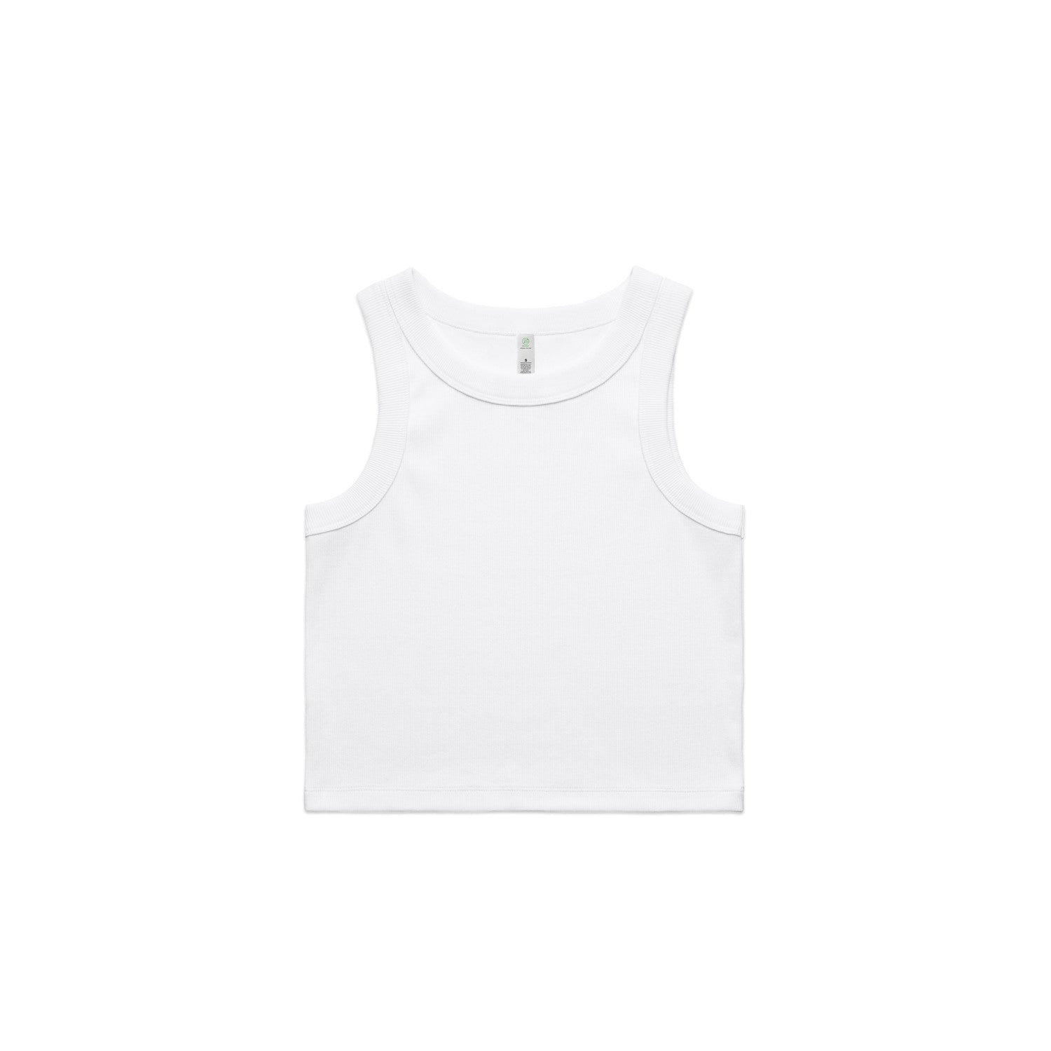 Women's Organic Rib Crop Tank | Arena Custom Blanks - Arena Prints - Front - White