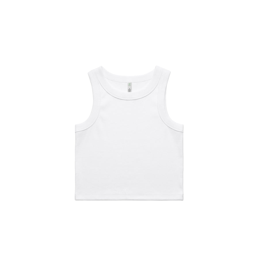 Women's Organic Rib Crop Tank | Arena Custom Blanks - Arena Prints - Front - White