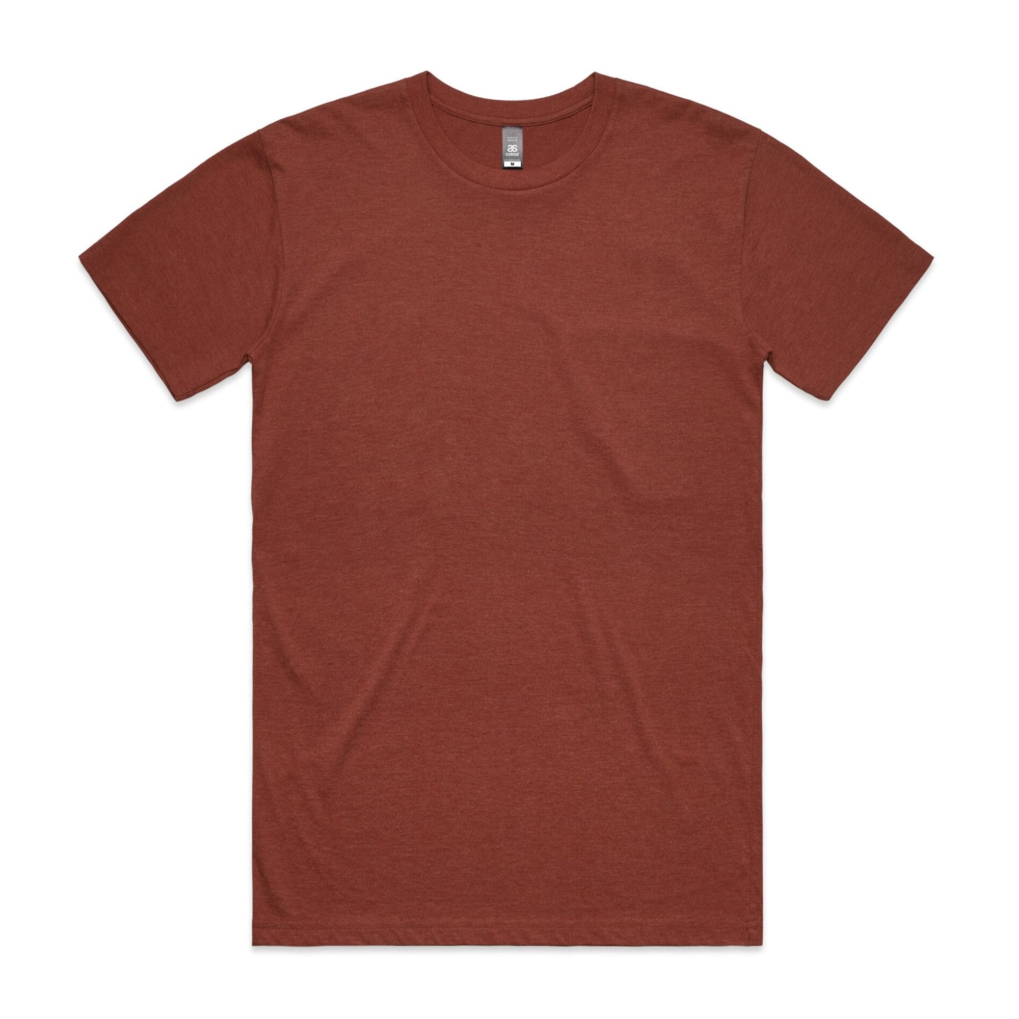 Men's Staple Heather Tee Shirt | Arena Custom Blanks - Arena Prints - Front - Brick Heather - Red