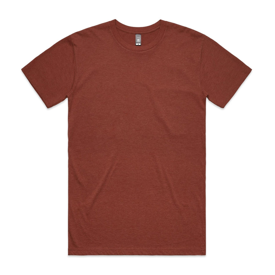 Men's Staple Heather Tee Shirt | Arena Custom Blanks - Arena Prints - Front - Brick Heather - Red