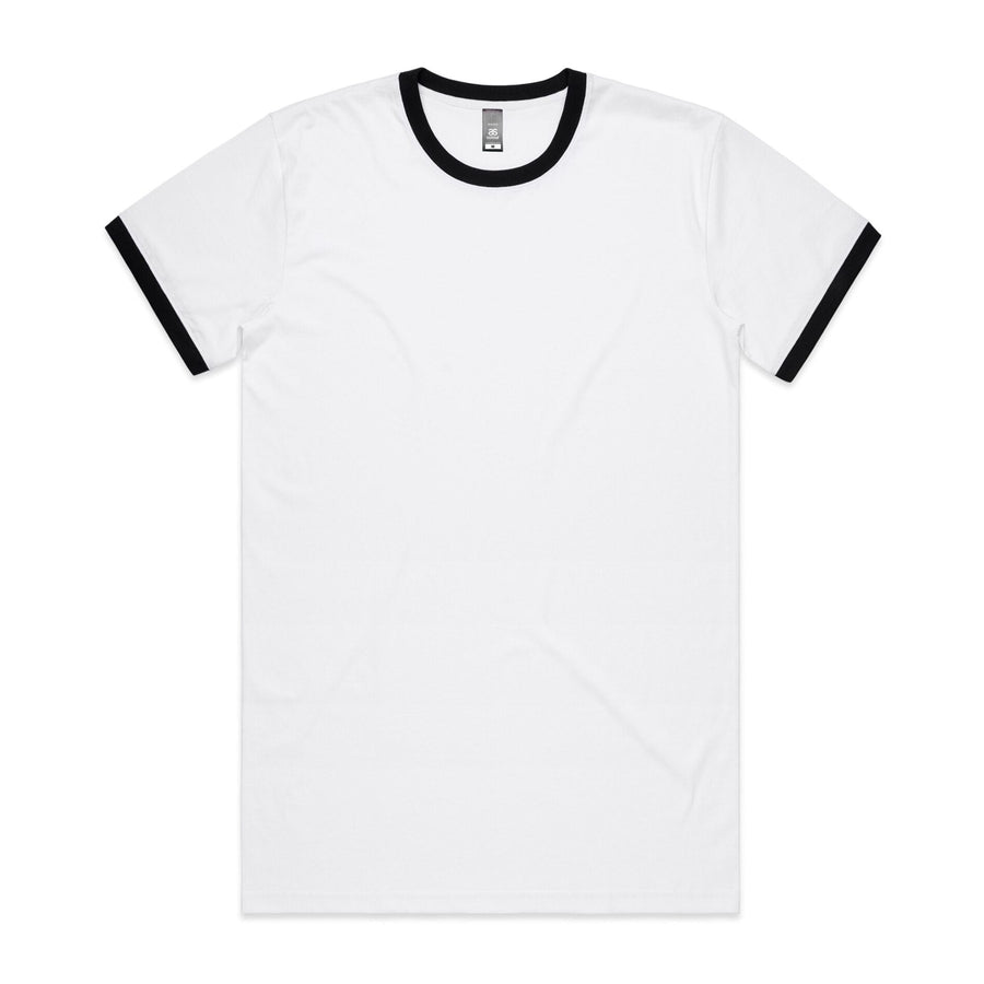 Men's Staple Ringer Tee Shirt | Arena Custom Blanks - Arena Prints - Front - White - Black - White