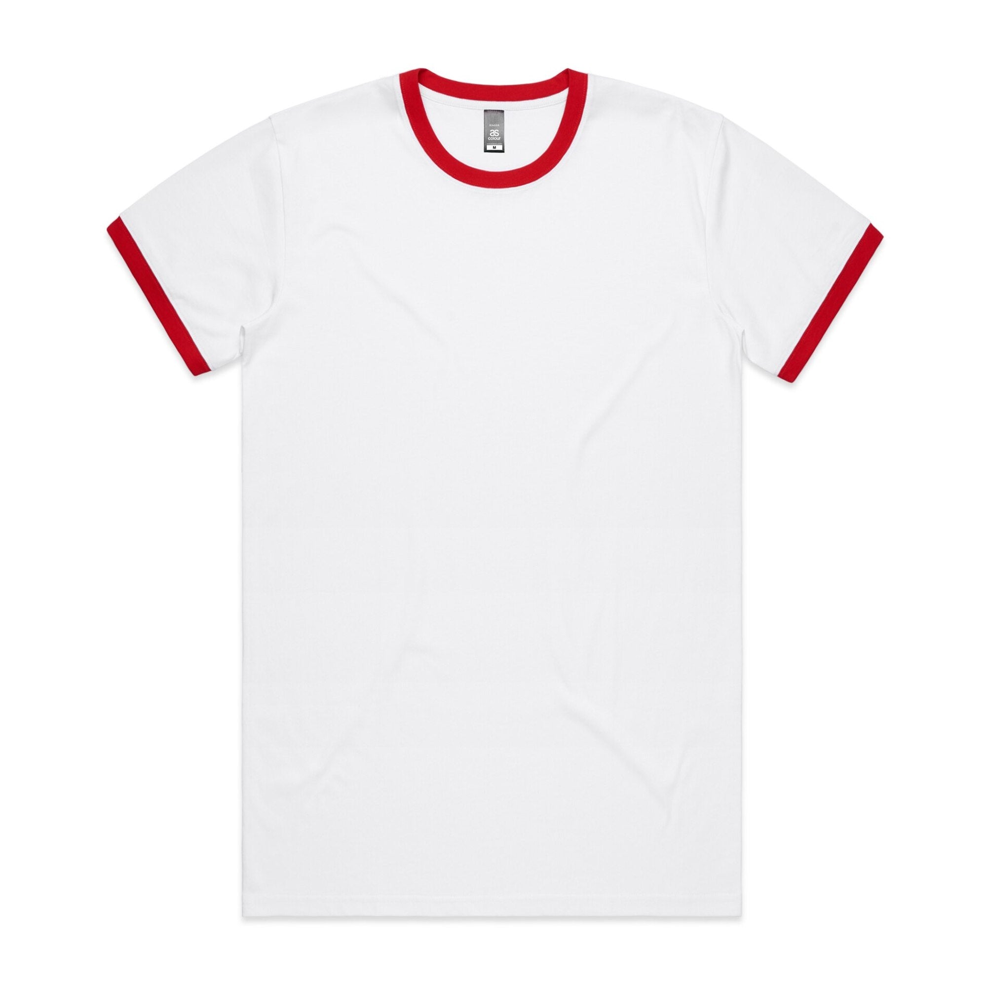 Men's Staple Ringer Tee Shirt | Arena Custom Blanks - Arena Prints - Front - White - Red - White