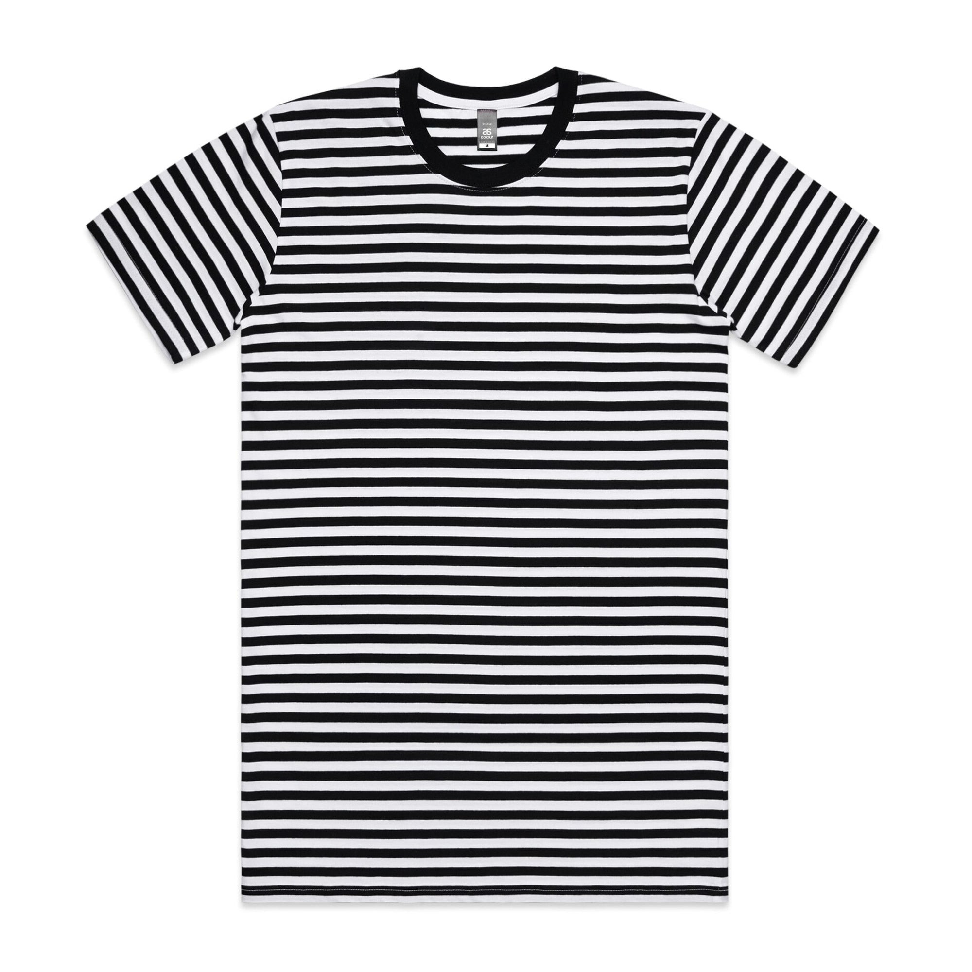 Men's Staple Stripe Tee Shirt | Arena Custom Blanks - Arena Prints - Front - Black - White