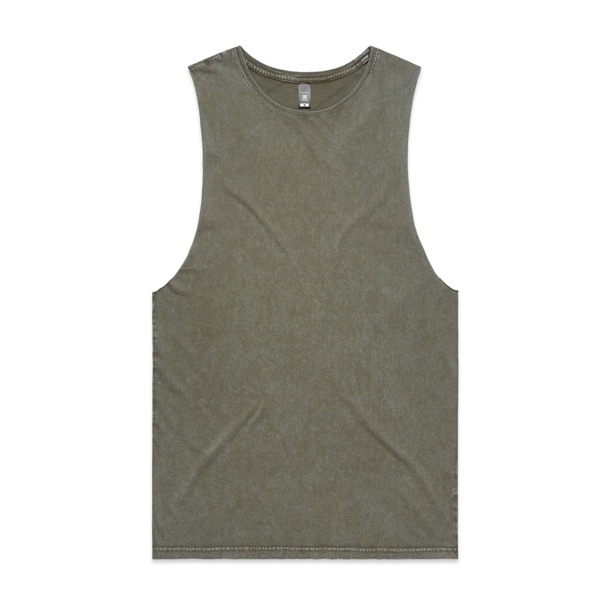 Men's Stone Wash Barnard Tank | Arena Custom Blanks - Arena Prints - Front -  Moss - Stone 